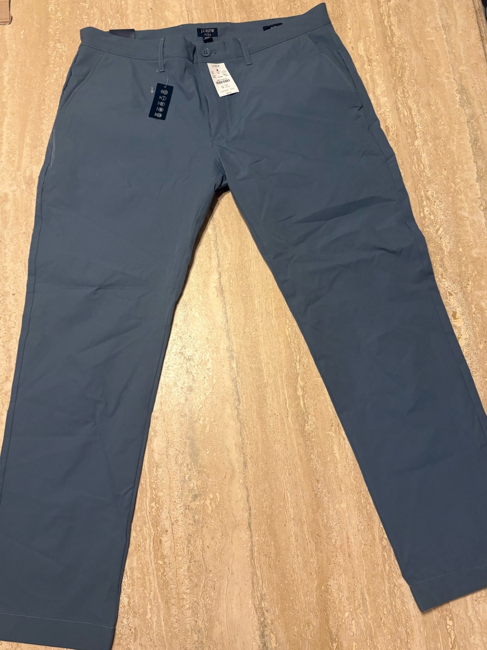 NWT J.Crew Flex Tech Mens 35x30 Slim Fit Chino Pants Blue Slate Stretch